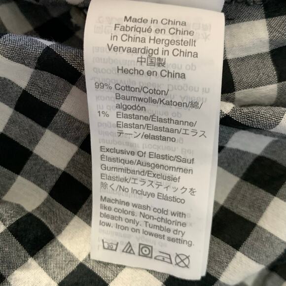 J. Crew Smocked Popover Top in Black Crinkle Gingham Size M - Picture 9 of 9